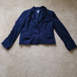 Anne Klein Navy Cropped Tailored Blazer